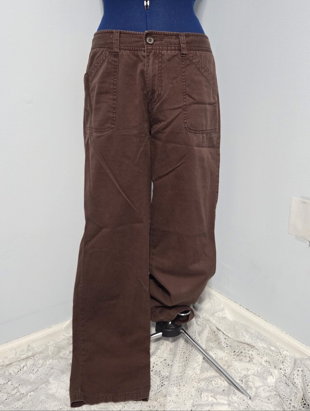 Y2K Brown Cotton Wide Leg Pants Size 8